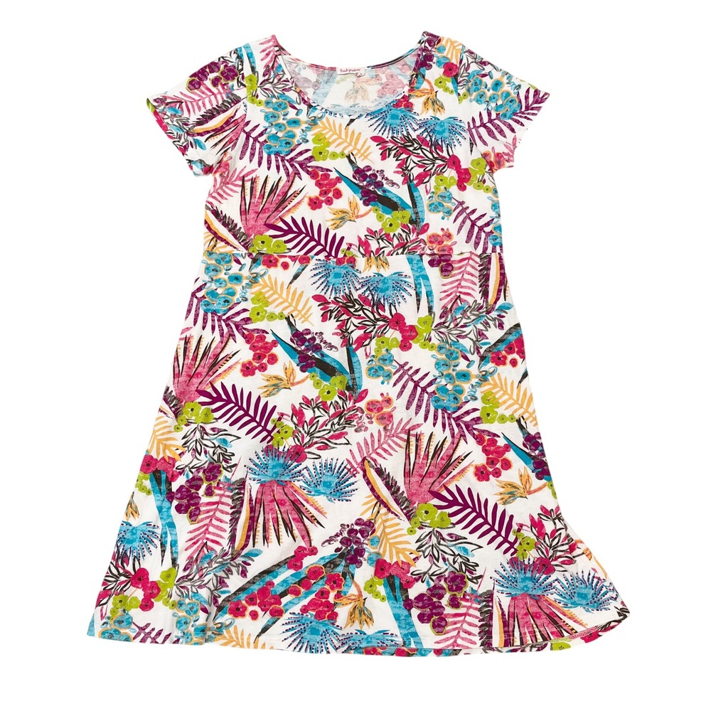 Fresh Produce Tropical Floral Cotton A-Line Dress Colorful USA Made Size XL